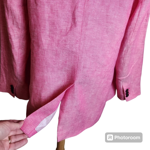 Talbots Womens Blazer Pink Single Breasted  Linen Blazer - Picture 5 of 9